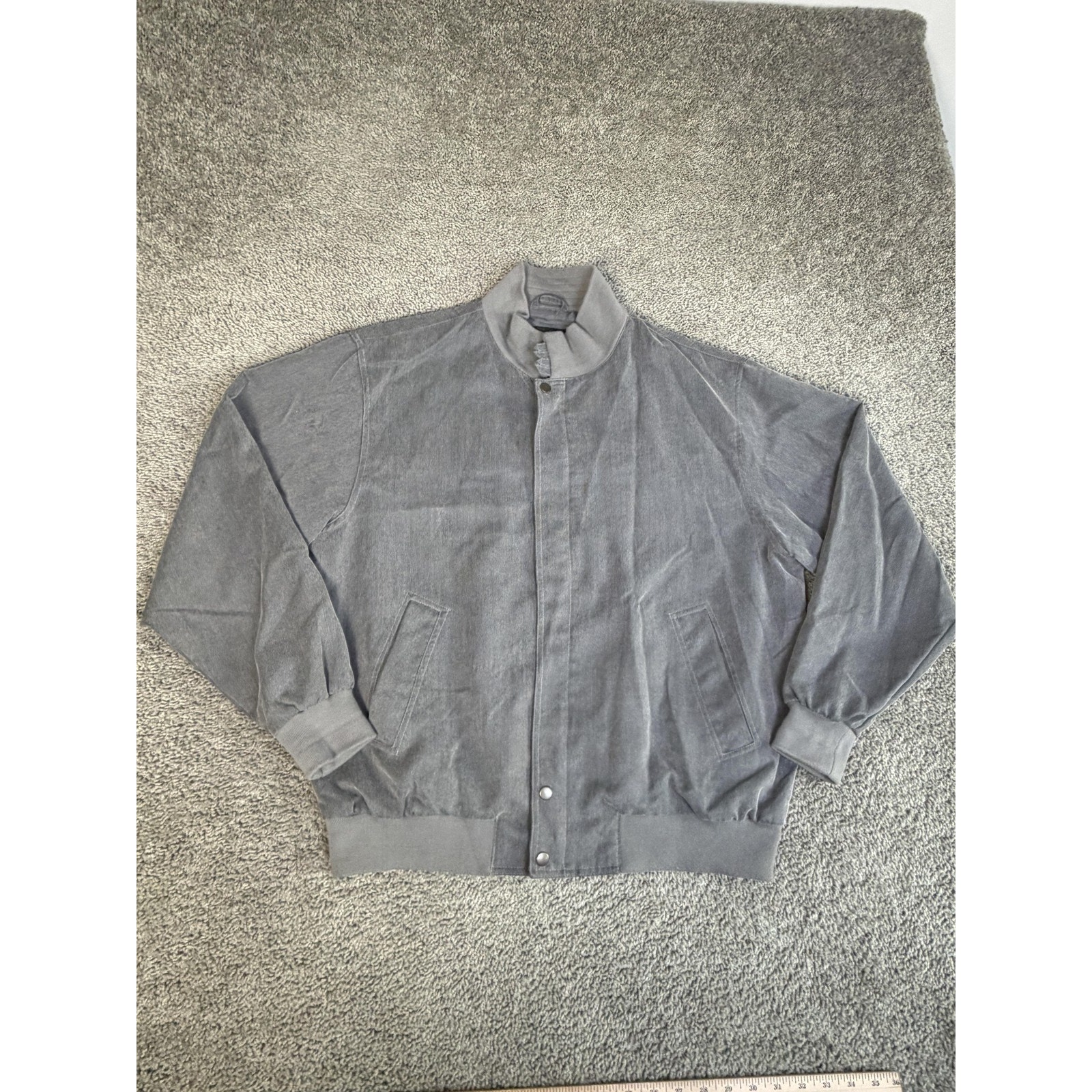 Bugatchi Jacket Mens M Gray Modal Rayon Bomber Snap Front Elastic Hem Lined